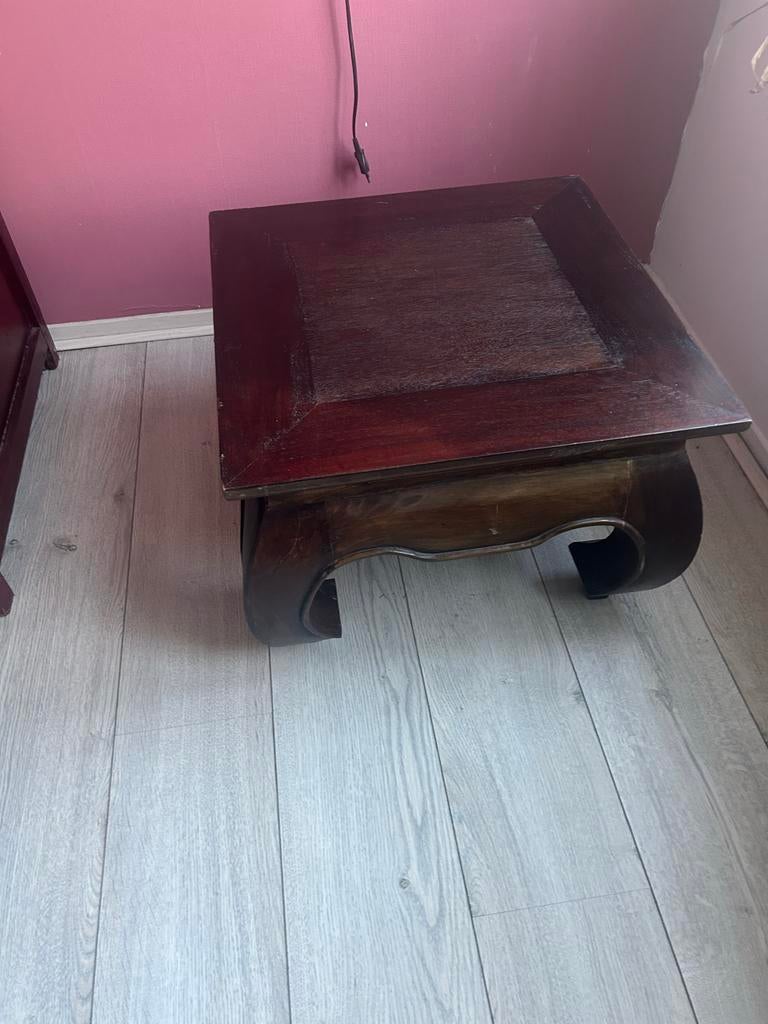 Klein opiumtafeltje - Bijzettafel in donker hout, Ophalen of Verzenden