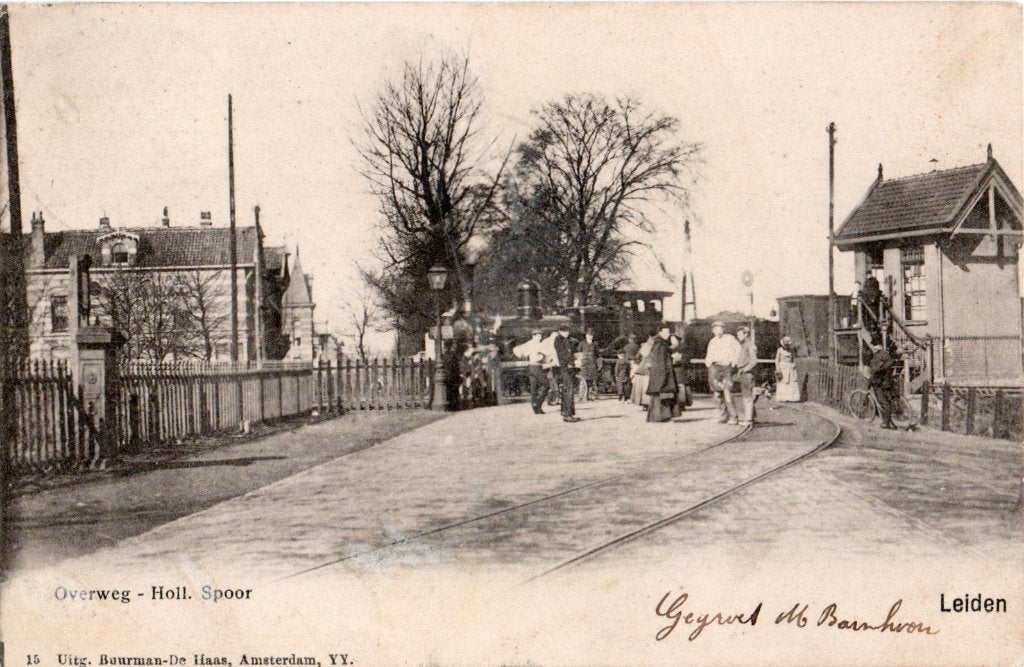 Leiden, Overweg - Holl. Spoor met Locomotief. 6403, Verzenden, Voor 1920, Gelopen, Zuid-Holland