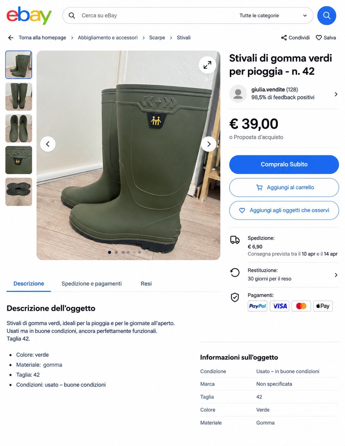 Stoere Groene Regenlaarzen - Maat 43/44, Kleding | Dames, Verzenden, Nieuw, Groen, Regenlaarzen