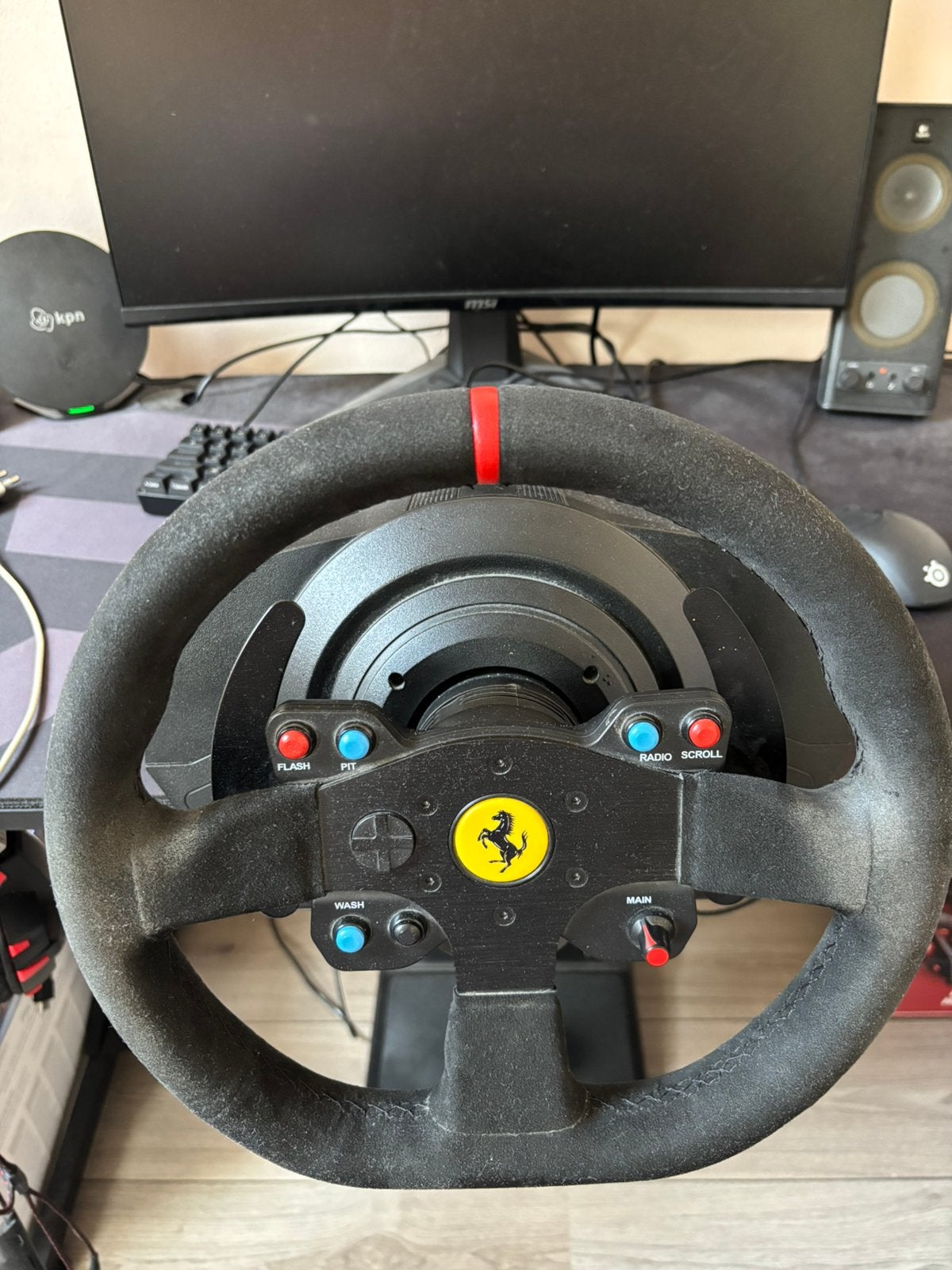 Thrustmaster t300 ferrari alcantara + ferrari f1 wheel + GT7, Ophalen, Zo goed als nieuw, Stuur of Pedalen, PlayStation 3