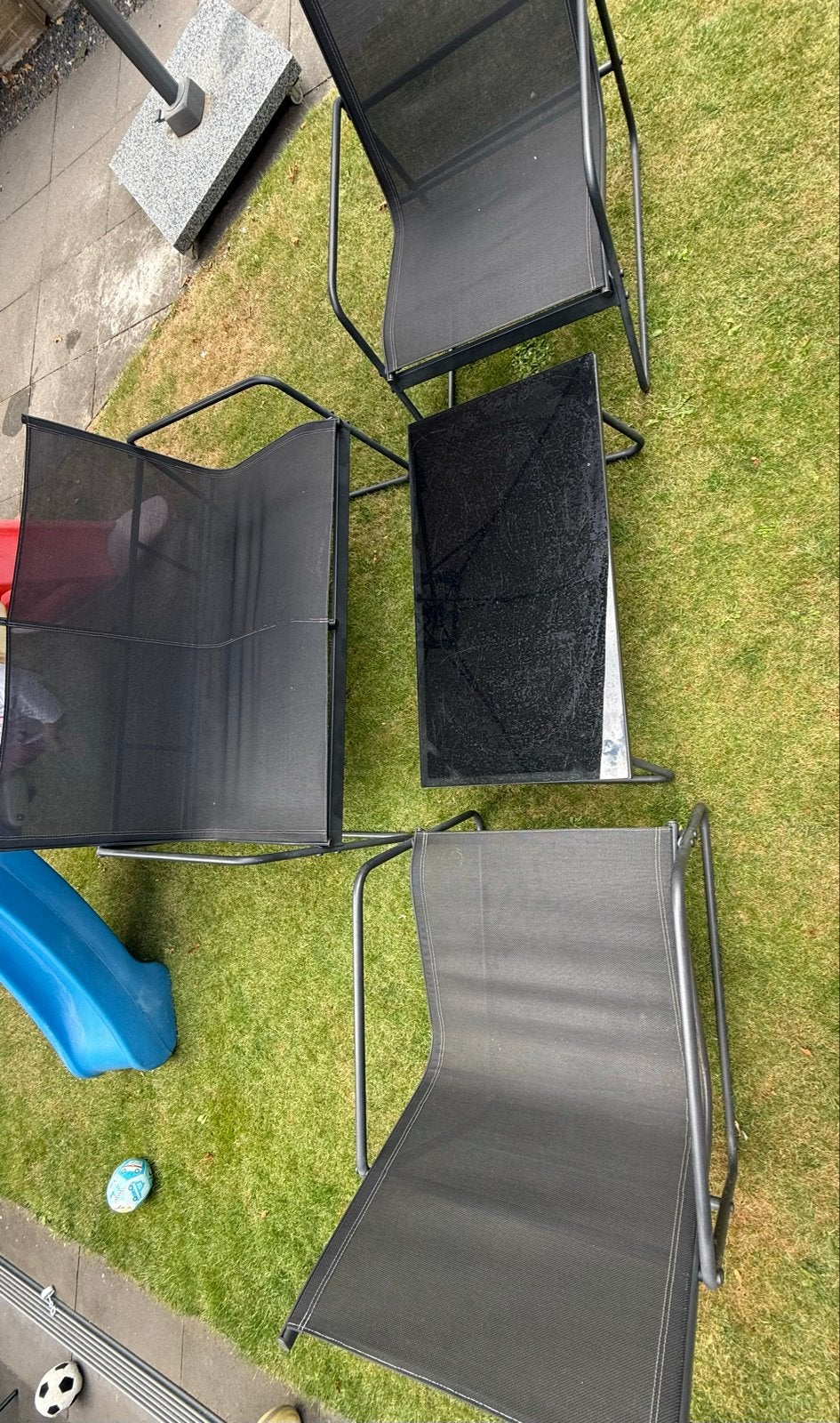 Antraciet aluminium tuinset met 2 stoelen en bank, Tuin en Terras, Tuinsets en Loungesets, Ophalen, 4 zitplaatsen, Gebruikt, Aluminium