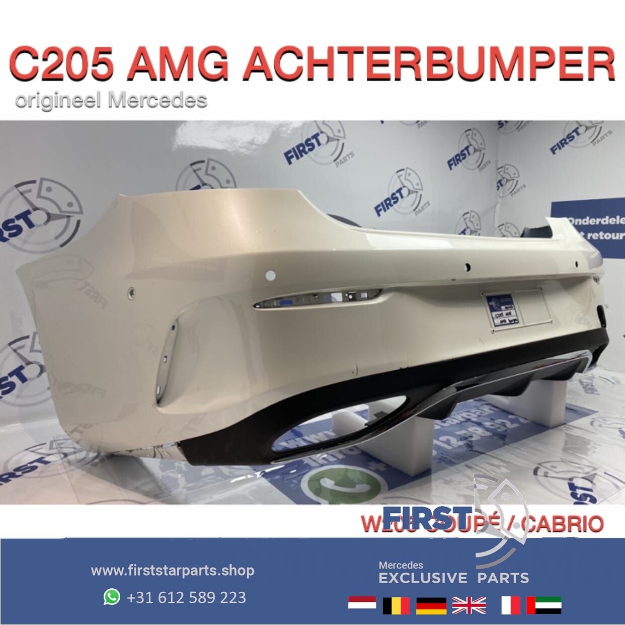 A205 C205 AMG ACHTERBUMPER WIT + DIFFUSER origineel Mercedes, Gebruikt, -, Ophalen of Verzenden, Achter