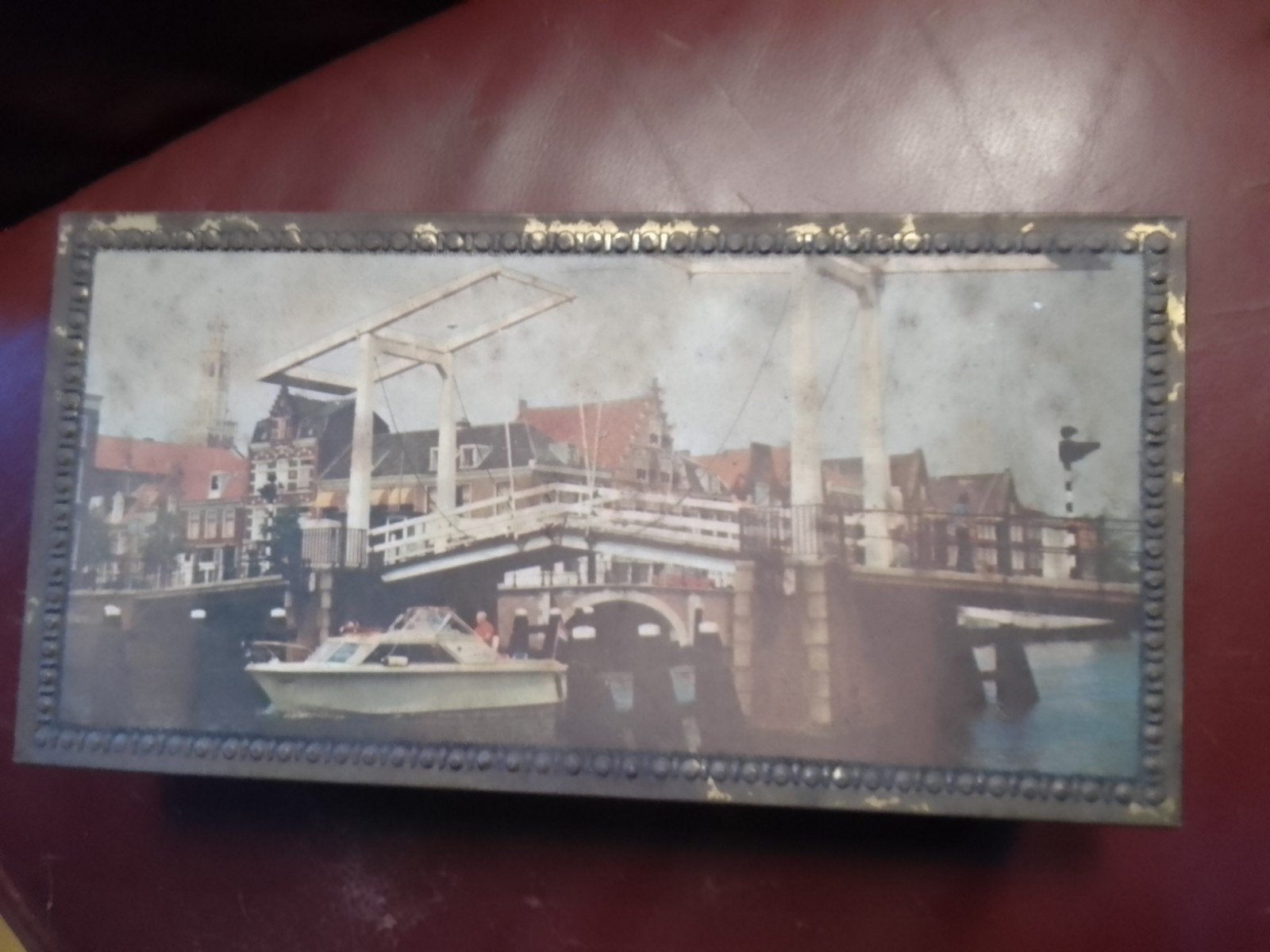 Vintage blikken doos met Nederlandse stadsgezicht, Ophalen, Gebruikt, Overige