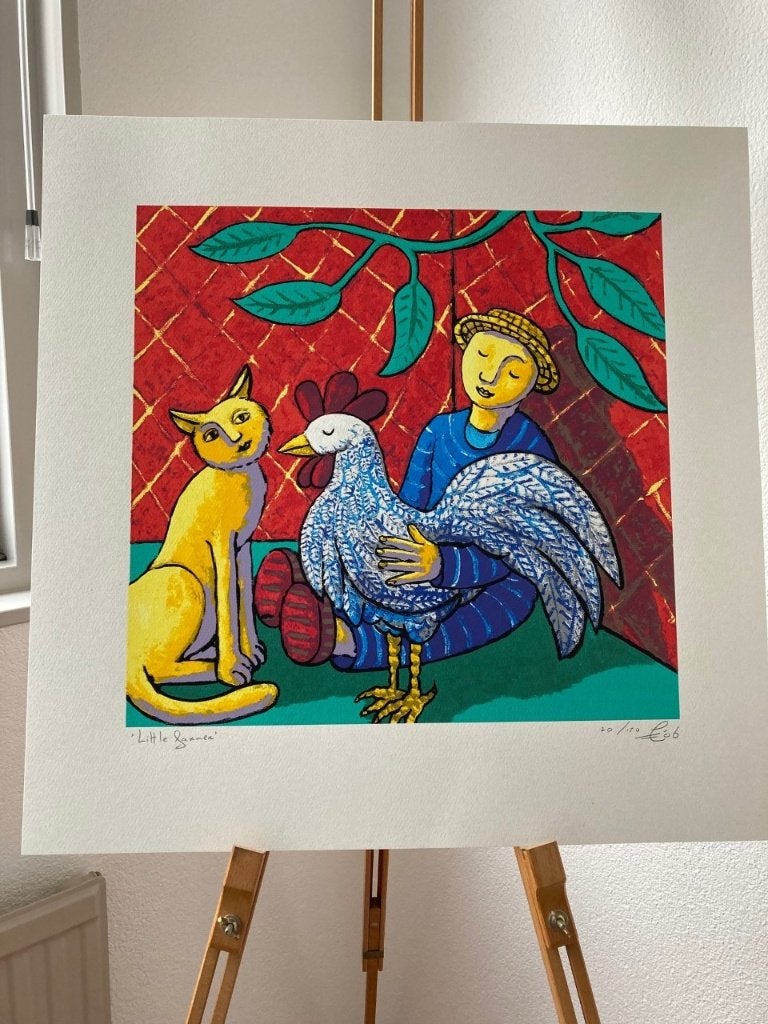 Jacques Tange, zeefdruk Little farmer, Ophalen