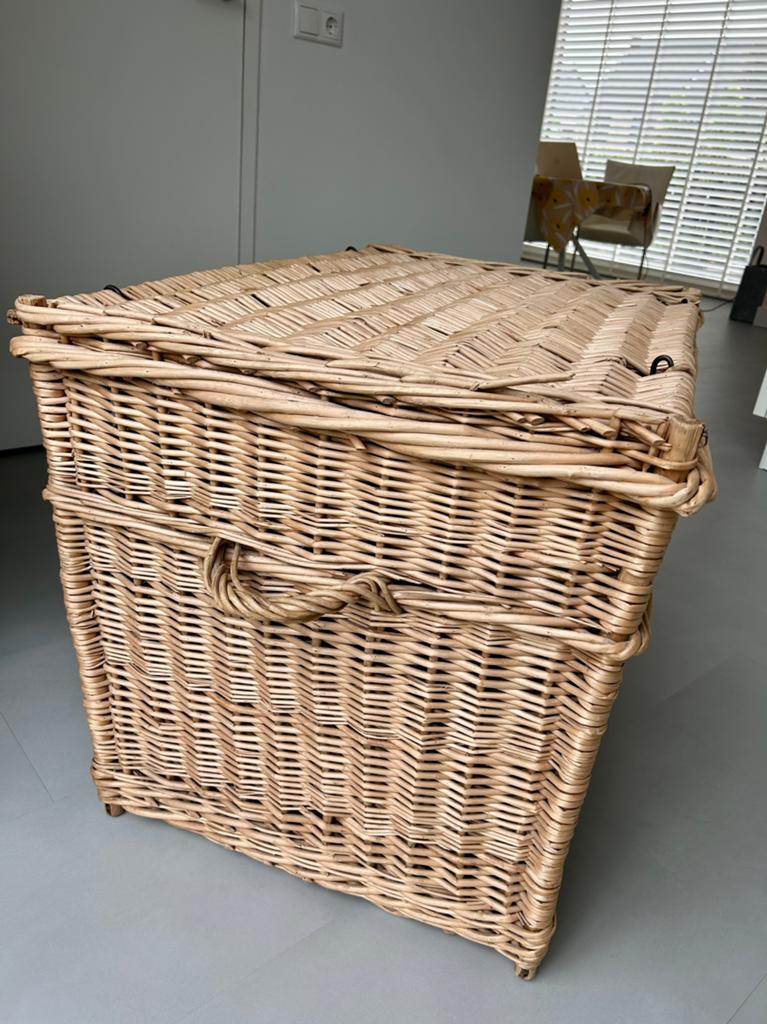 Grote vintage rotan reismand / rieten koffer - 95 cm, Ophalen, Gebruikt, Mand, Riet