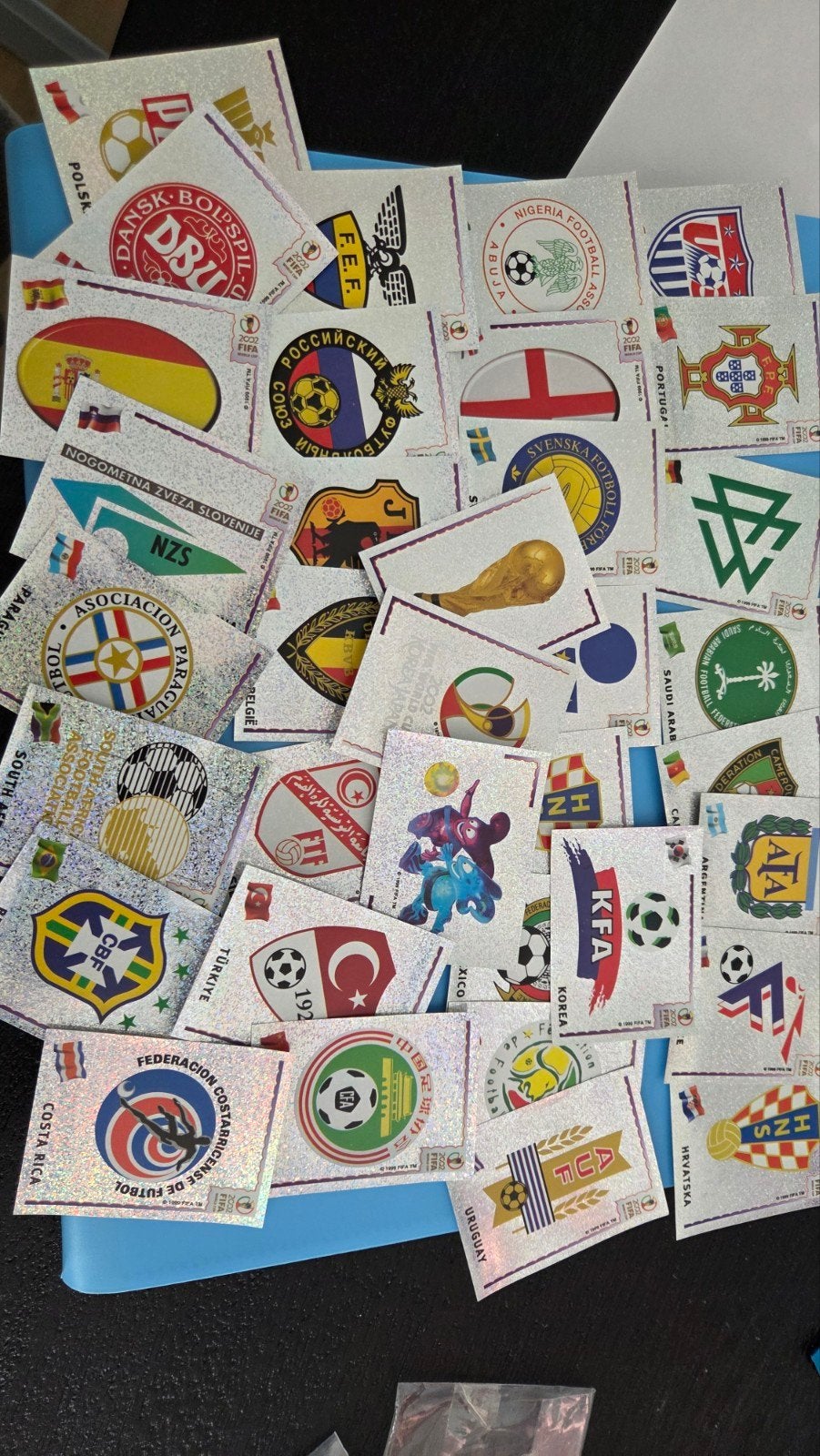 Complete Panini WK 2002 Foil Emblemen Korea Japan, Ophalen of Verzenden, Zo goed als nieuw, Sport