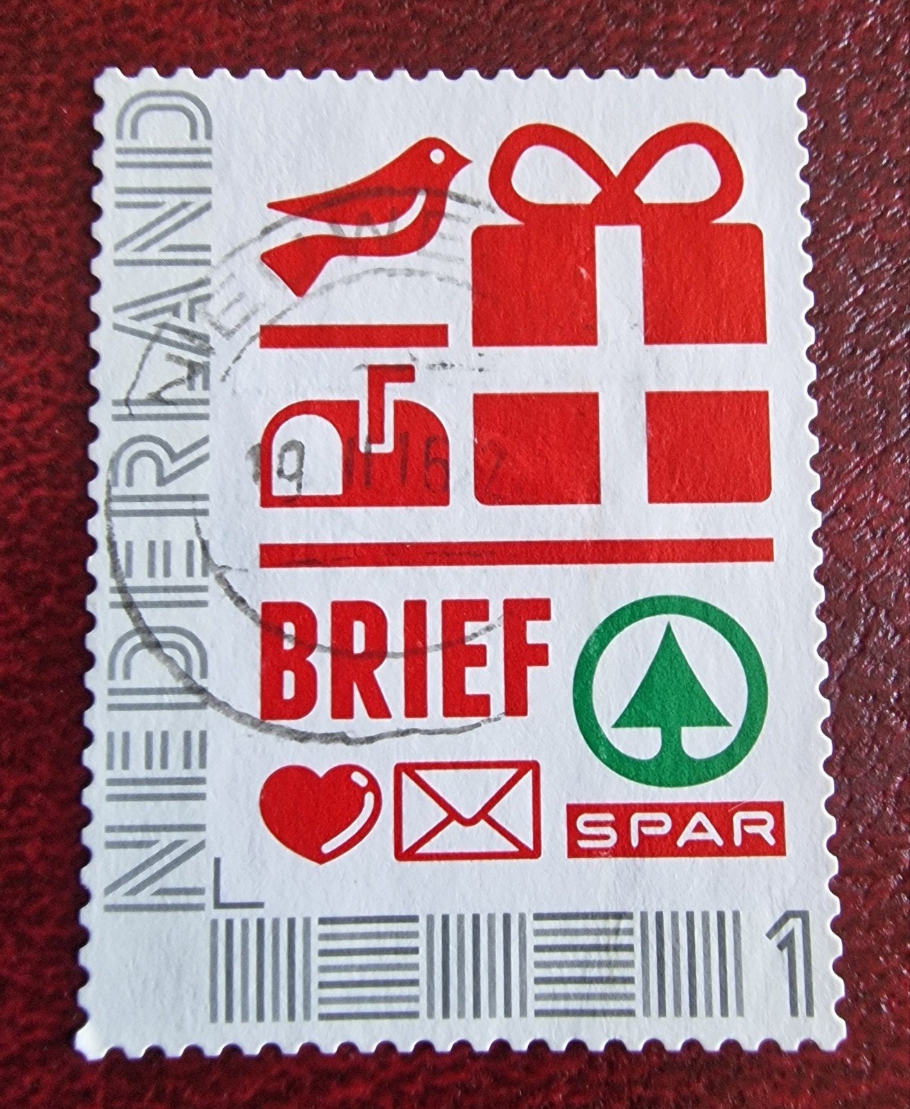 kv45 persoonlijkevPostzegel - Brief met Spar logo, Postzegels en Munten, Ophalen of Verzenden, Na 1940, Gestempeld