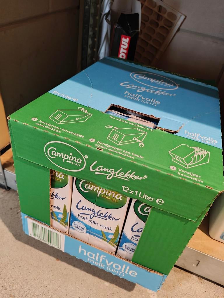 12x 1 liter Campina lang lekker halfvolle melk 20/08/2026, Ophalen, Nieuw