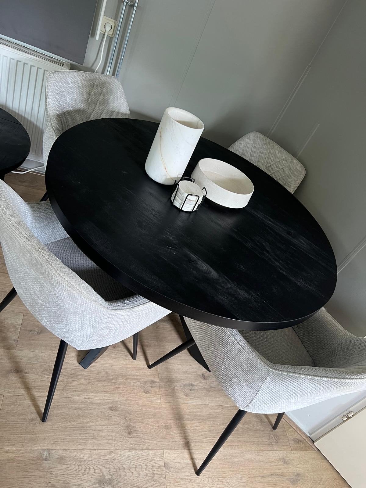 Eettafel 120cm met 4 stoelen, Huis en Inrichting, Tafels | Eettafels, Ophalen, Rond, Nieuw, Designer