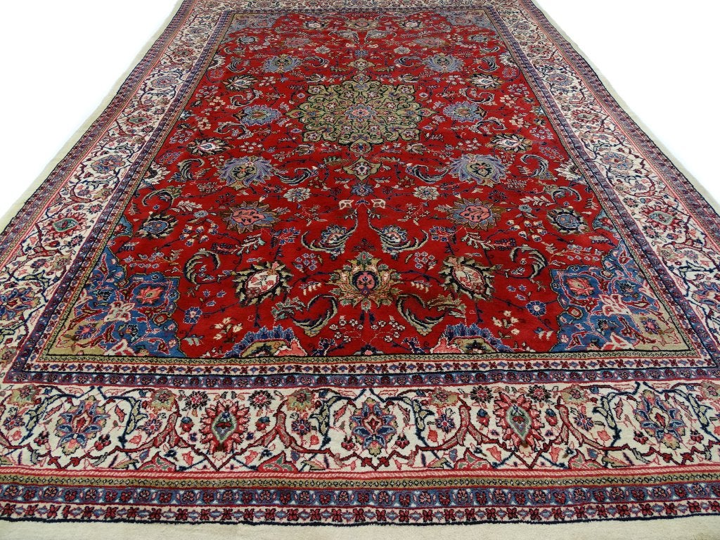 Perzisch tapijt - Sarouk - 400 x 265 cm - Handgeknoopt, Crème, Antiek - Klassiek - Modern - Eclectisch, -, -