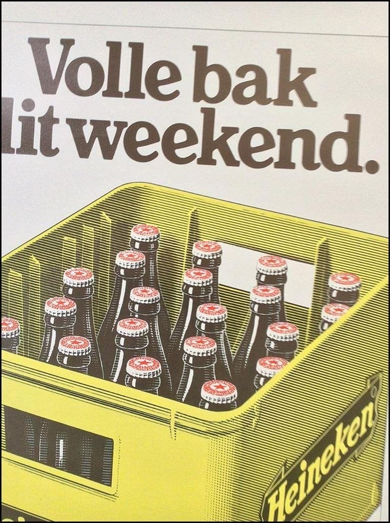 60x40xcm HEINEKEN Volle Bak Retro Bier PubPoster, Verzenden, Nieuw, Reclamebord, Plaat of Schild, Heineken