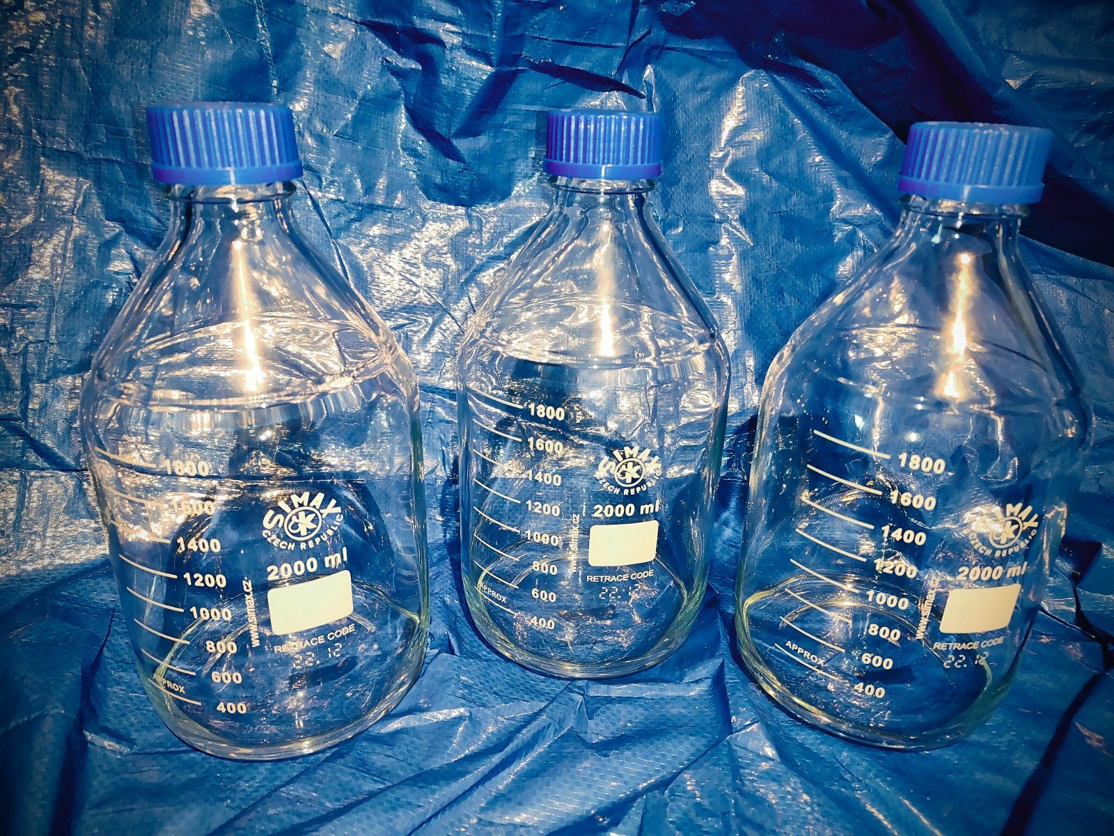 Laboratorium flessen 2000ml  SIMAX met GL45 dop (3stuks), Ophalen, Overige typen