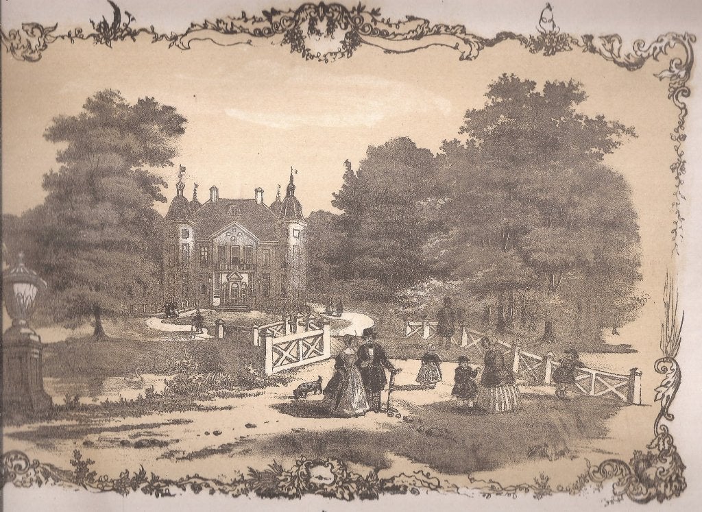 Gezigt op het kasteel Biljoen bij Velp Litho ca. 1850, Origineel, Stadsgezicht, Ophalen of Verzenden, 1800 - 1899