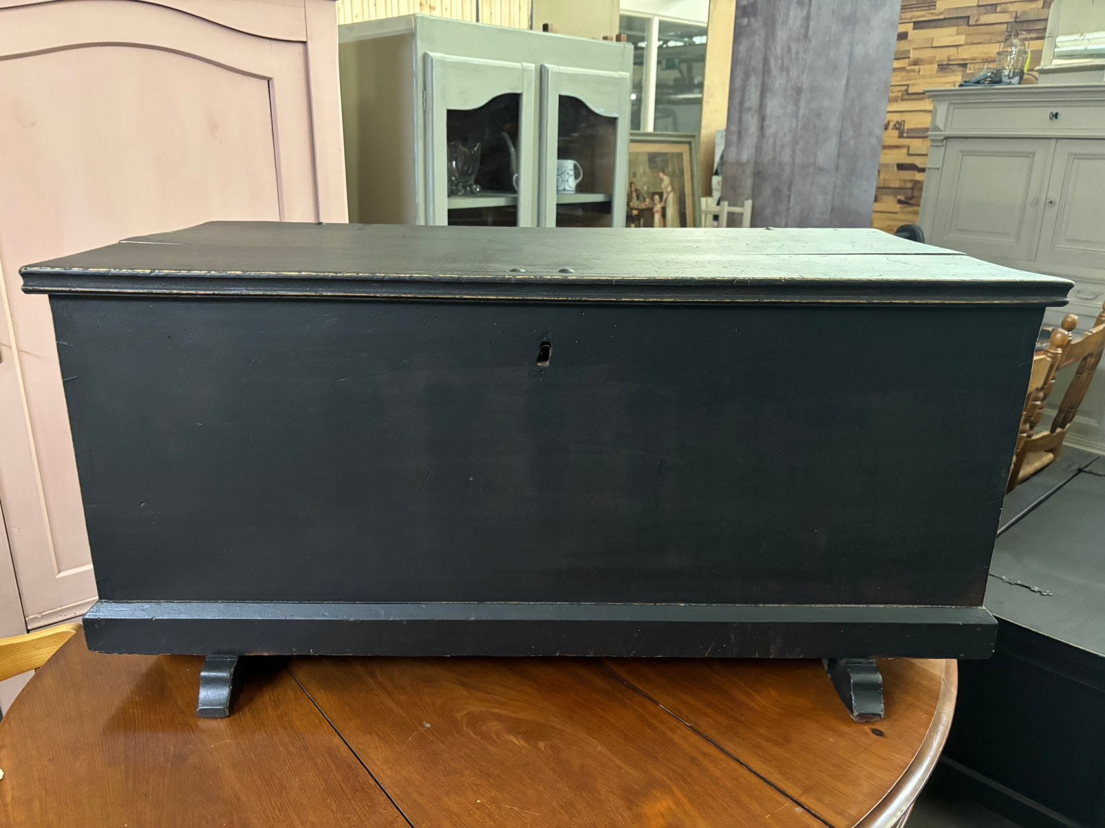 Antiek brocante houten dekenkist / kist, 50 – 75, Studio Larilo, 50 tot 100 cm, Zo goed als nieuw