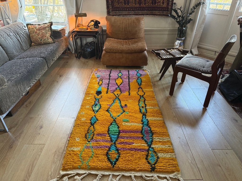 Vintage Marokkaanse Tapijten – Zorgvuldig geselecteerd, 1053ML, Amsterdam, Info@bababoho.com, Geel, Ophalen of Verzenden