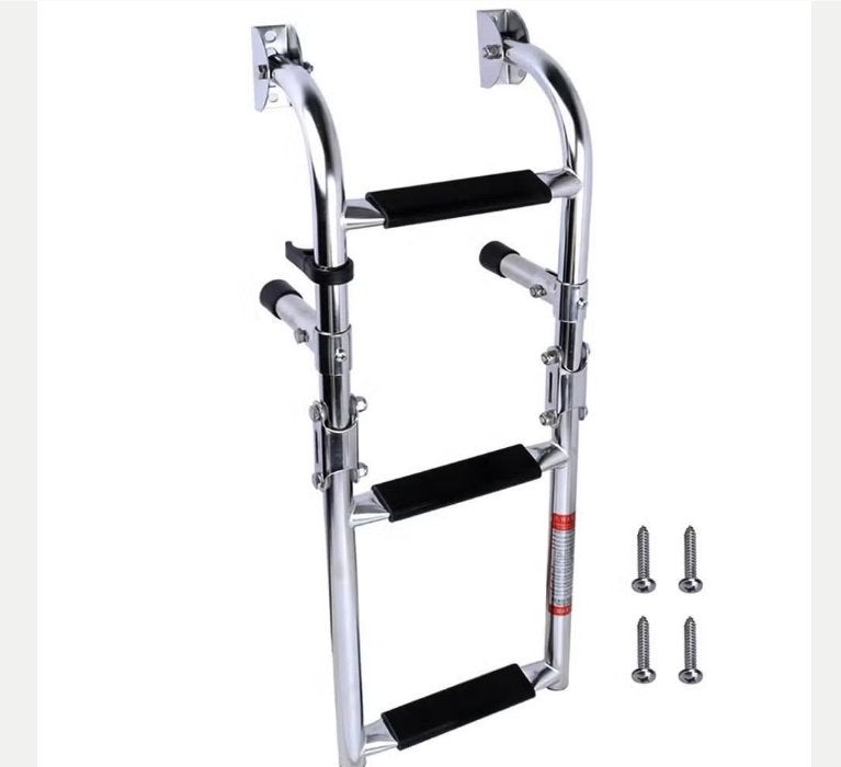 Prachtige RVS bootladder uitvouwbaar met 3 treden