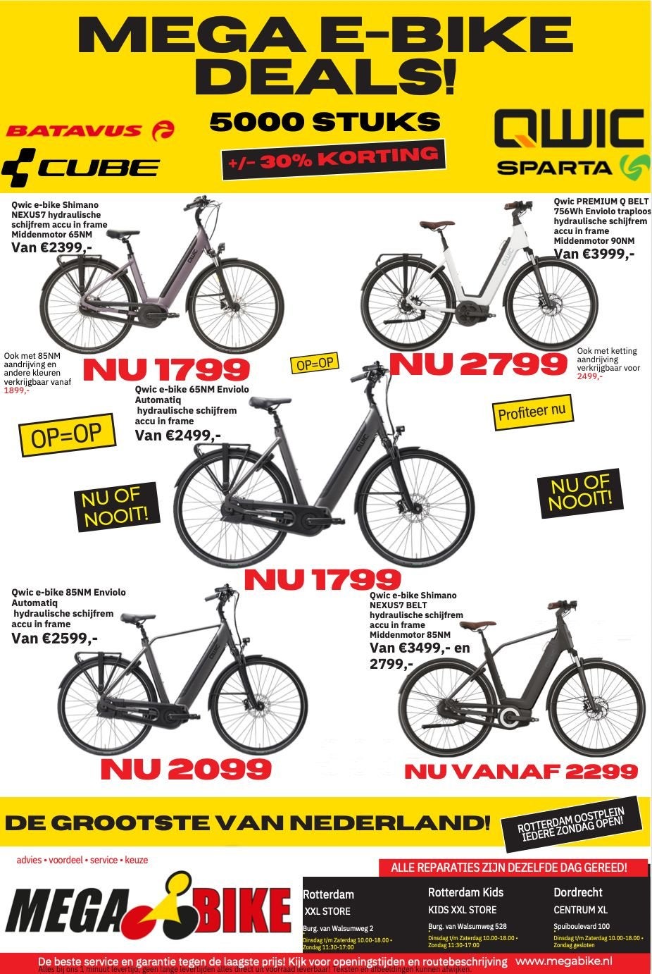 Waanzinnige kortingen op Qwic Ebikes bij Mega Bike