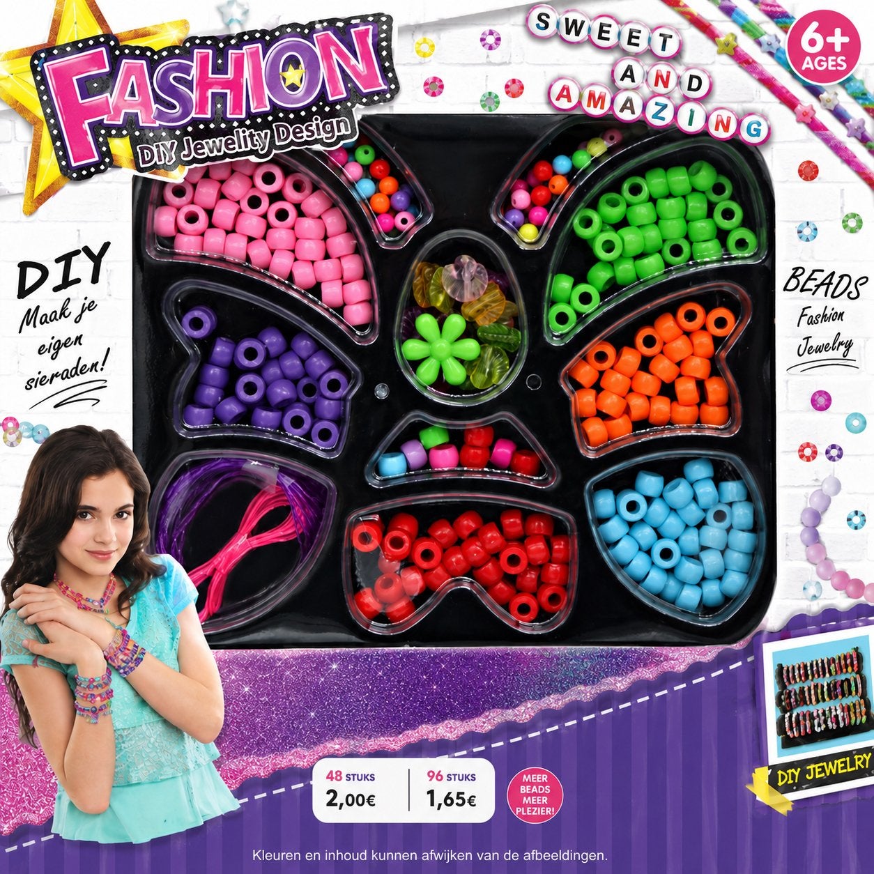 DIY Fashion Sieraden Maakset - 48 Stuks Kralenpakket, Ophalen of Verzenden, Nieuw, Kraal