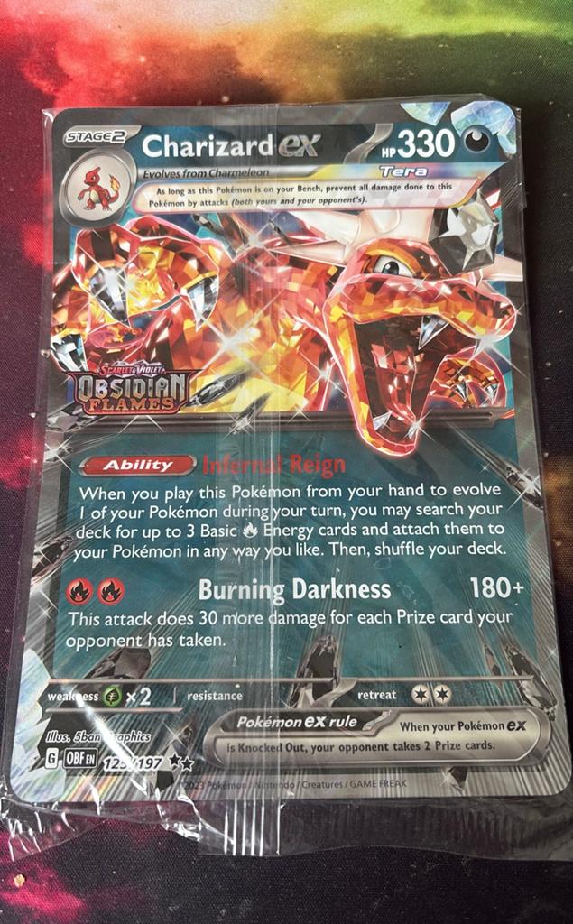 Charizard ex Tera Pokémon Kaart Obsidian Flames 125/197, Ophalen of Verzenden, Nieuw, Losse kaart, Foil