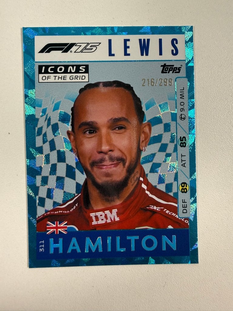 311 Lewis Hamilton /299 Blue Icons Turbo Attax 2025, Ophalen of Verzenden, Nieuw, Buitenlandse clubs, Poster, Plaatje of Sticker
