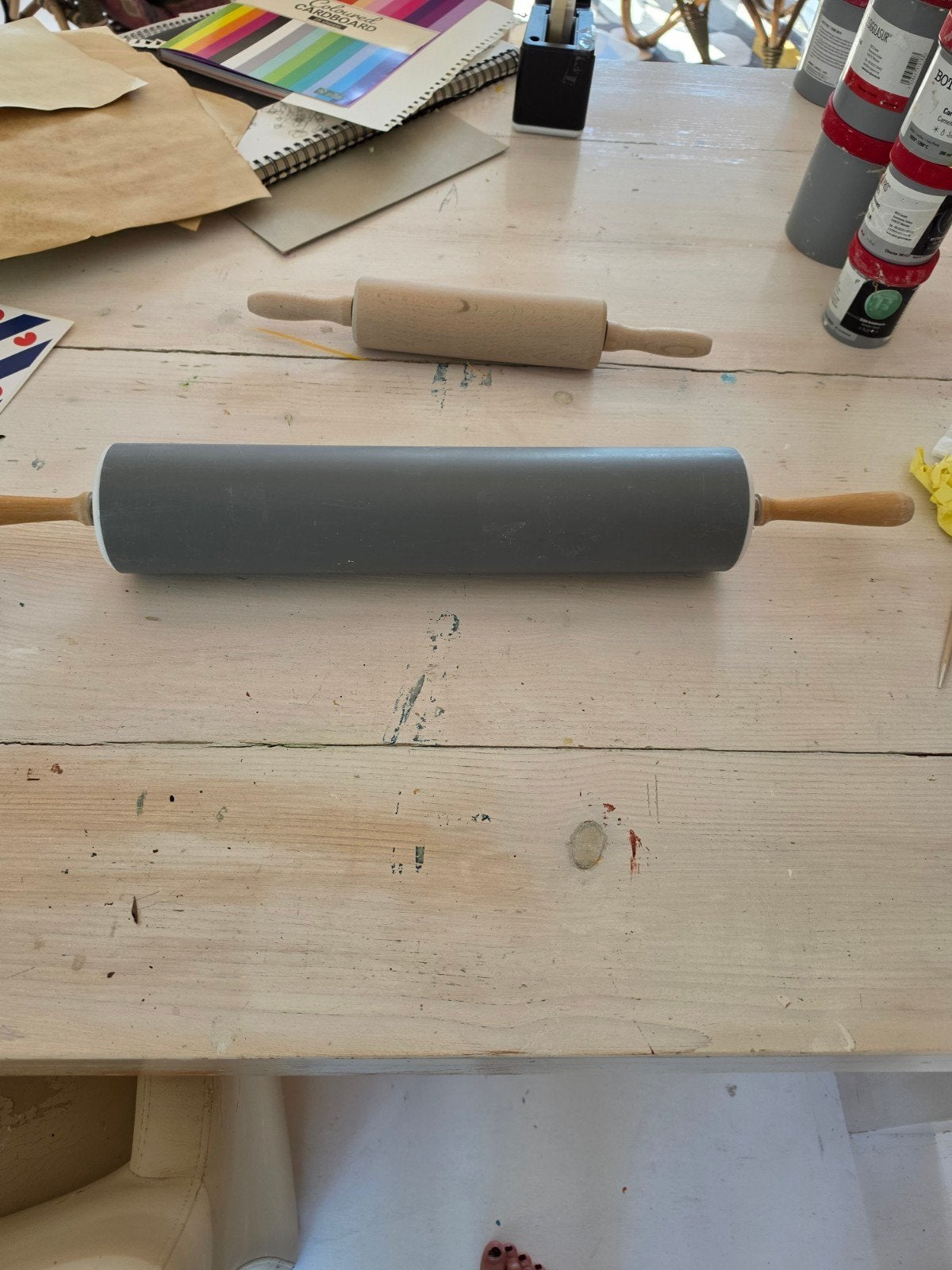 SET KERAMIEK ROLLERS- KLEI ROLLER EN HOUTEN ROLLER, Ophalen, Gebruikt