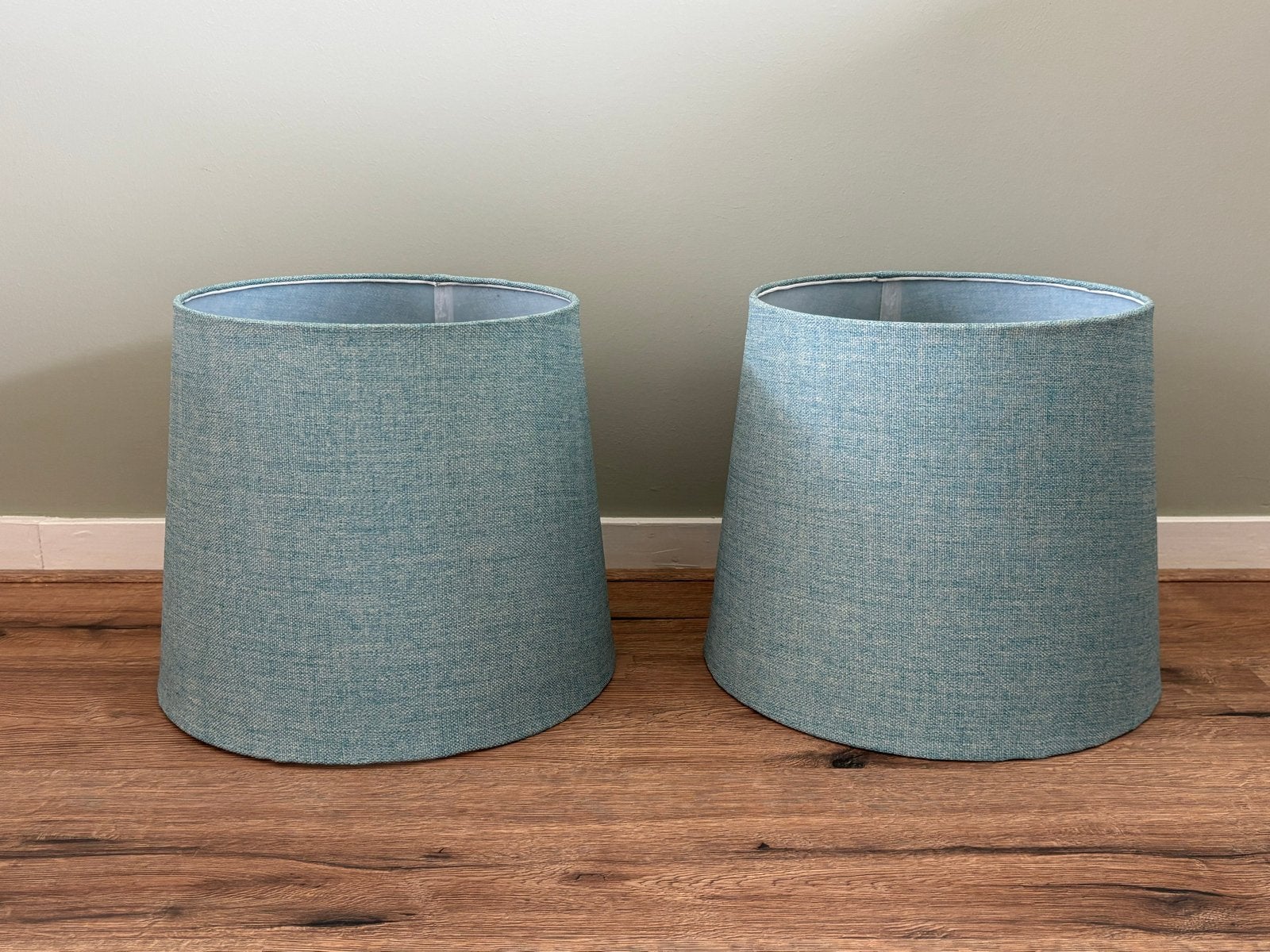 Set van 2 turquoise lampenkappen - 30 cm hoog, Ophalen, Tafellamp, Blauw, Rond