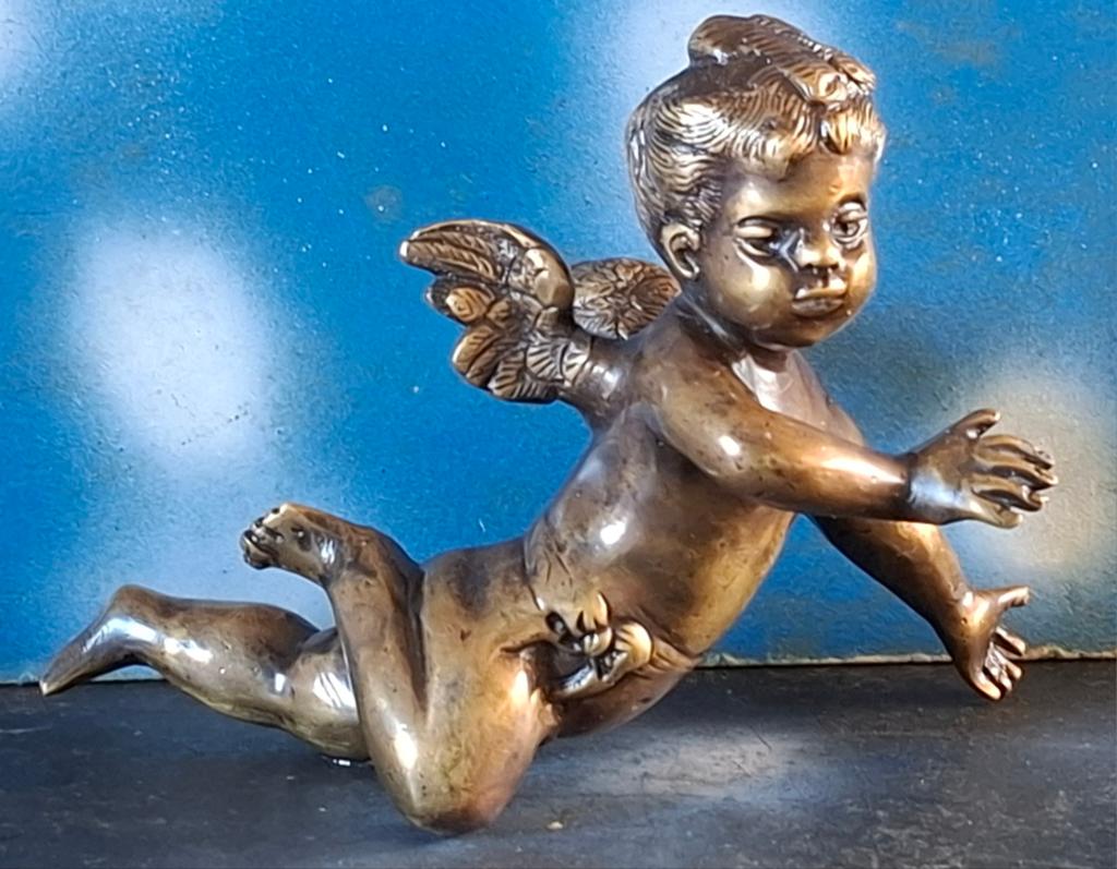 Putti. Brons. Italy.  Oud.  19 cm., Ophalen, Zo goed als nieuw, Beeld(je), Christendom | Katholiek