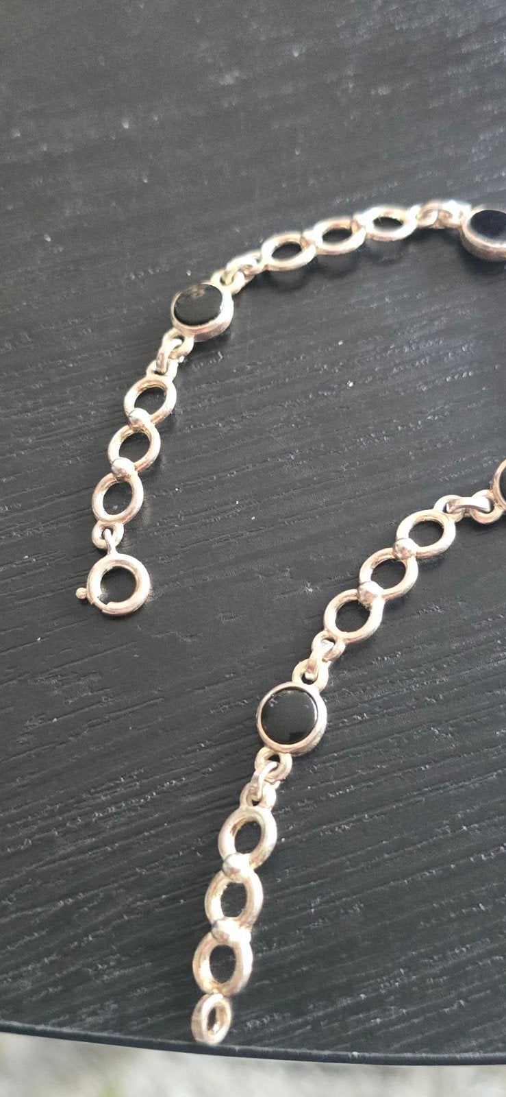 Zilveren armband zwarte onyx, Ophalen of Verzenden, Zwart, Zilver