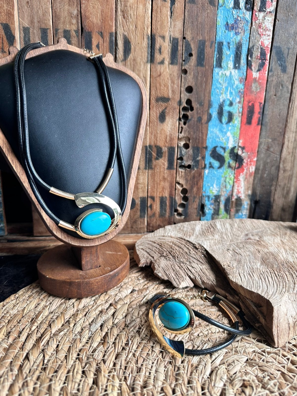 Boho sieraden set / turquoise - goud / boho chic / nieuw, Sieraden, Tassen en Uiterlijk, Ophalen of Verzenden, Nieuw, Overige materialen
