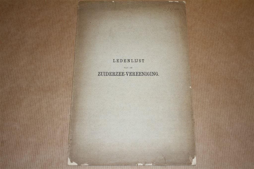 Ledenlijst Zuiderzee-Vereniging - 1901, Boeken, Ophalen of Verzenden, Gelezen