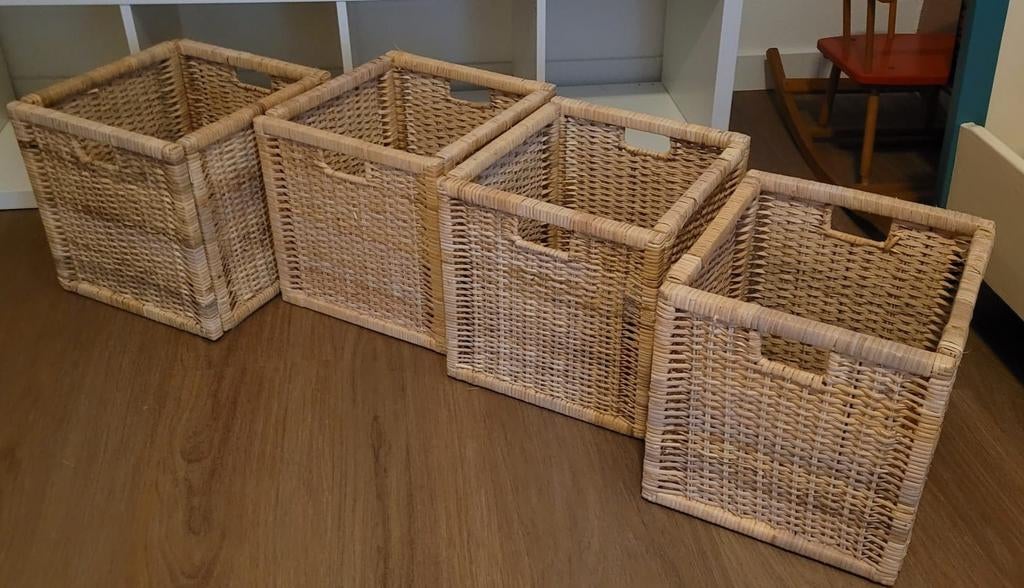 4x Rotan manden Ikea Kallax kast 32x34x32 cm, Ophalen