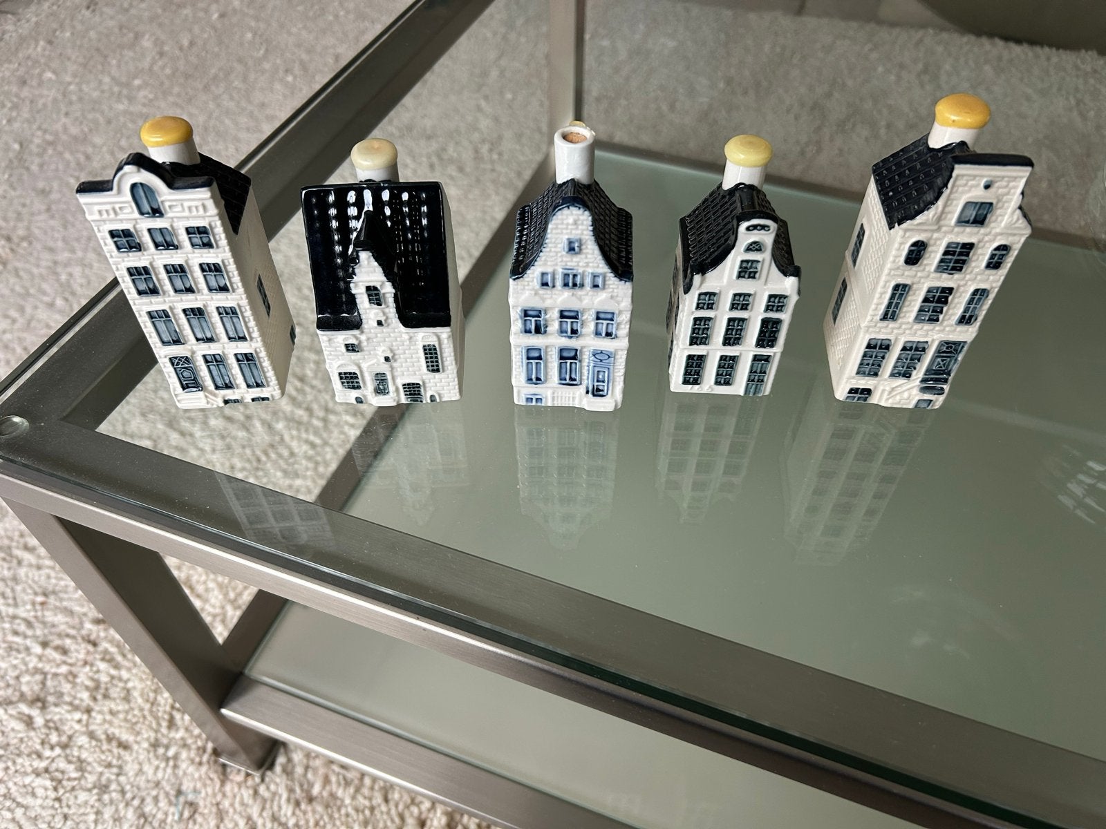 KLM huisjes Bols Delfts Blauw - Set van 5, Ophalen, Gebruikt