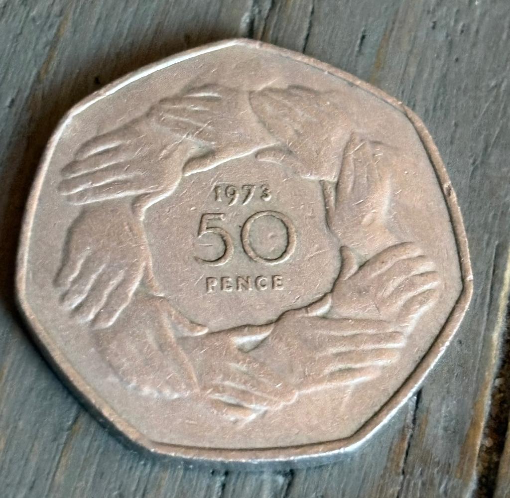 50 Pence 1973 Engeland, Postzegels en Munten, Munten | Europa | Niet-Euromunten, Ophalen of Verzenden, Overige landen, Losse munt