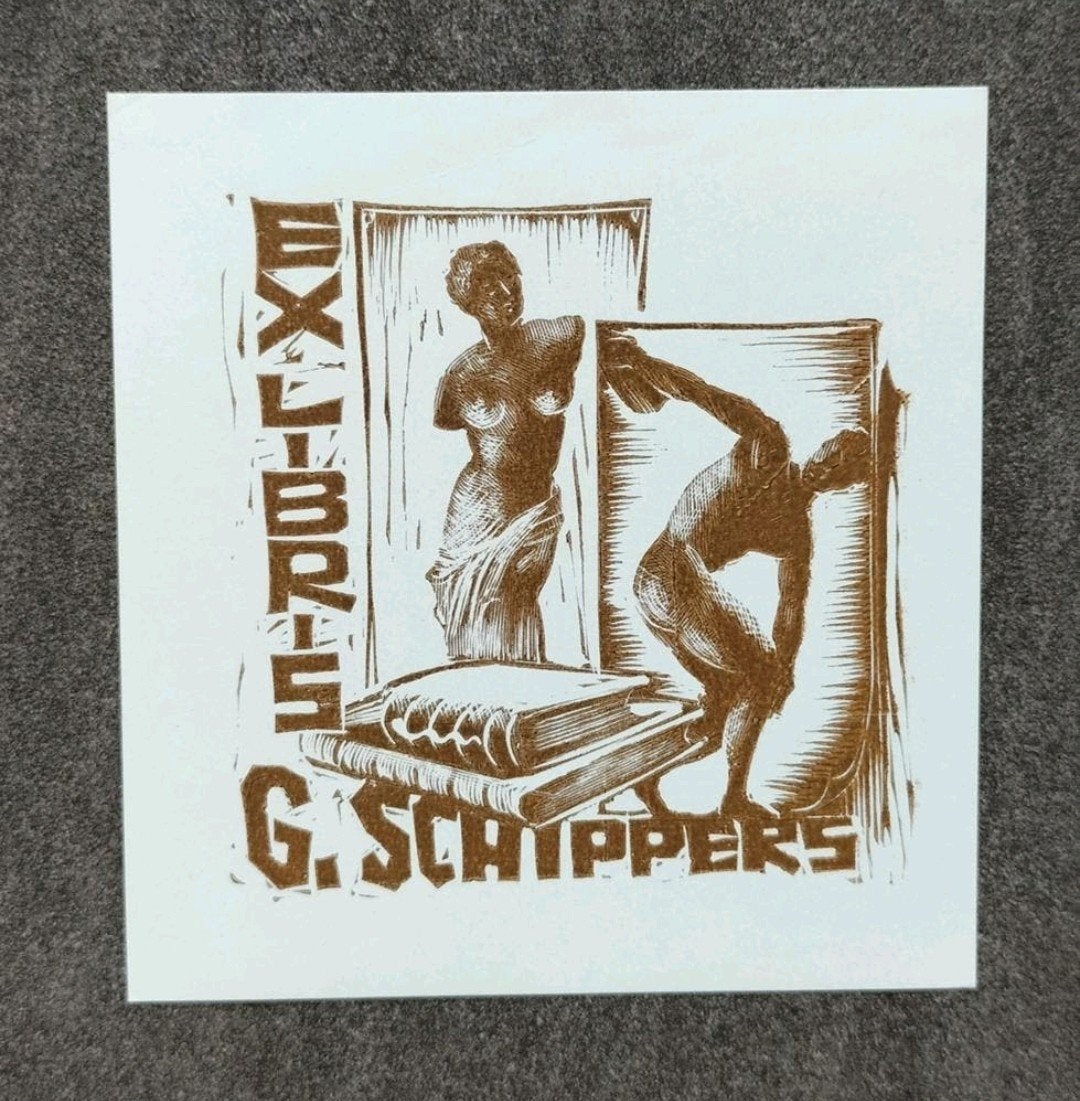 Exlibris G. Schippers (Rein Snapper, 1946) (Venus Milo), 8 cm, 9 cm, Origineel, 1900 - 1949