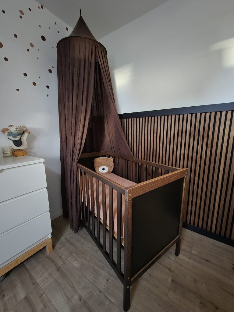 Ledikant Sundvik Ikea - donkerbruin hout en matzwart, Ophalen, Gebruikt, Ledikant