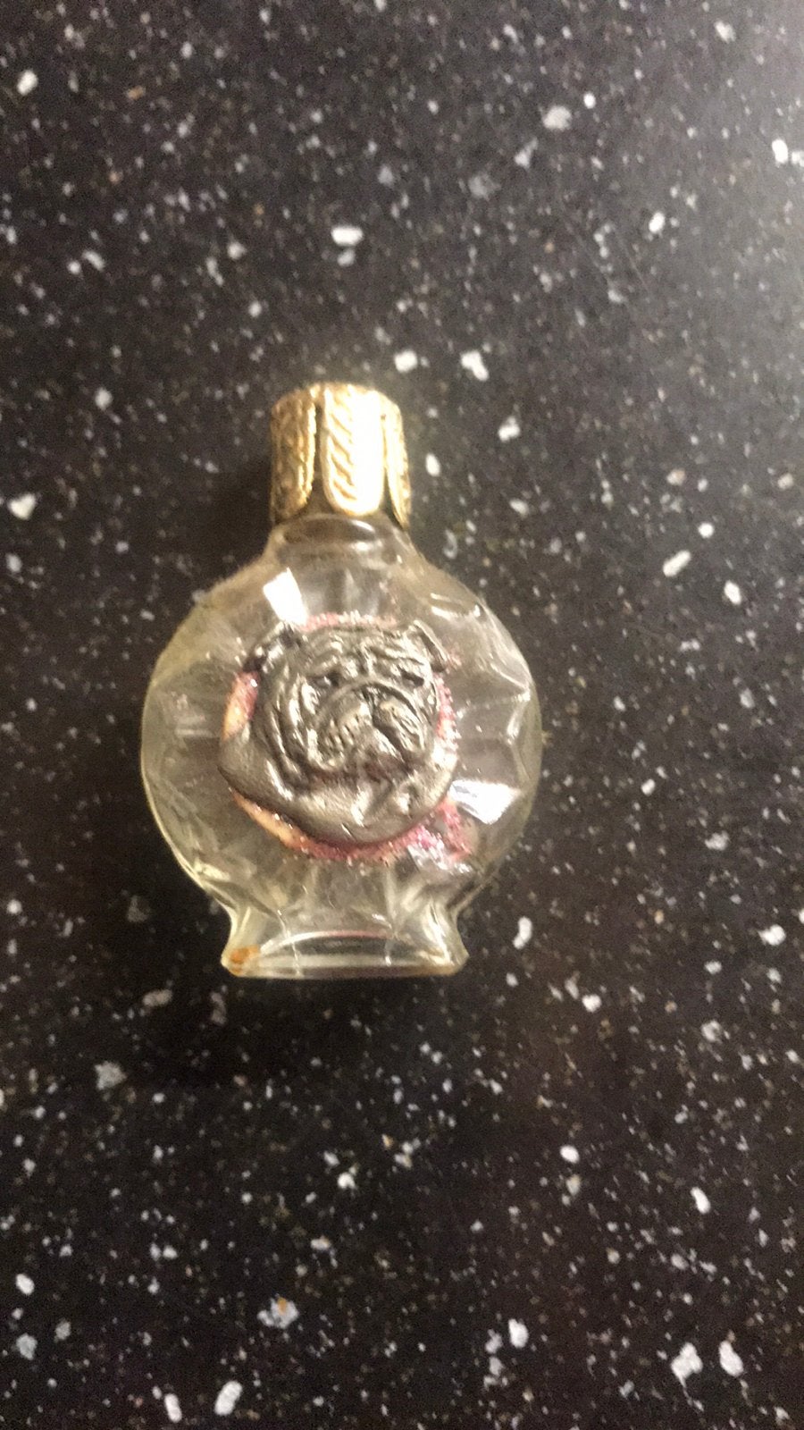 Parfumflesje met bulldog, Ophalen of Verzenden, Zo goed als nieuw