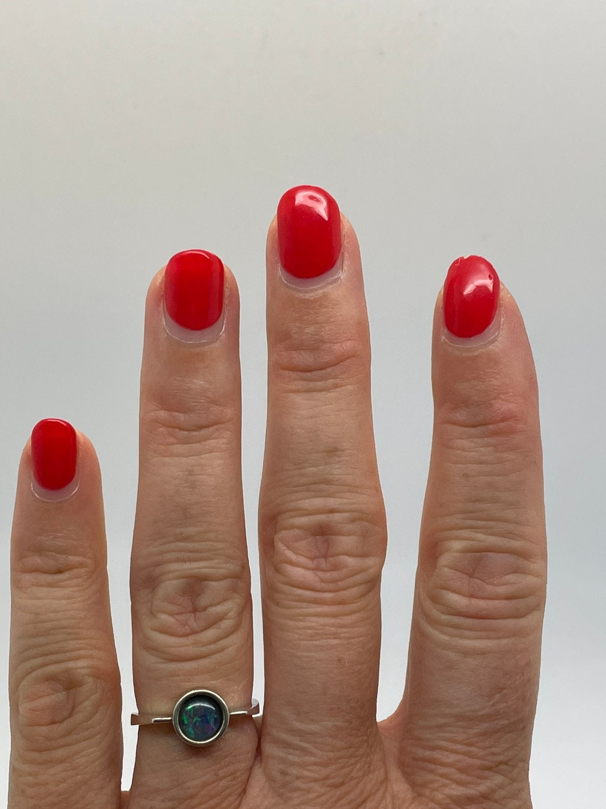F258 Prachtige zilveren opaal ring (verstelbaar), Ophalen of Verzenden, Zilver, Ring, Met edelsteen