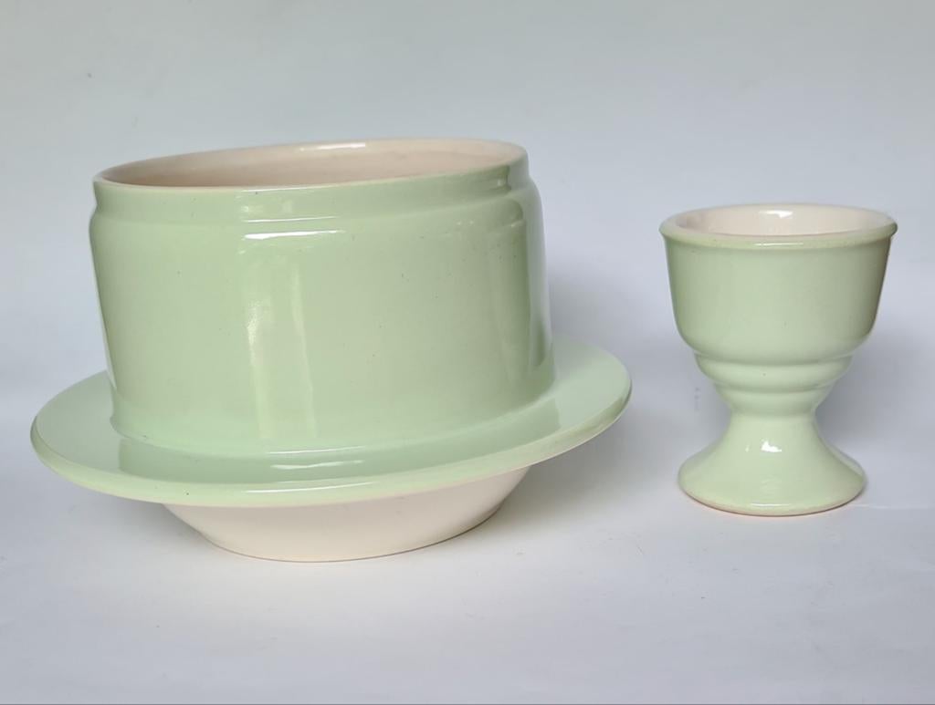 pastel groene boterpot en eierdop van Mosa Maastricht, Ophalen of Verzenden