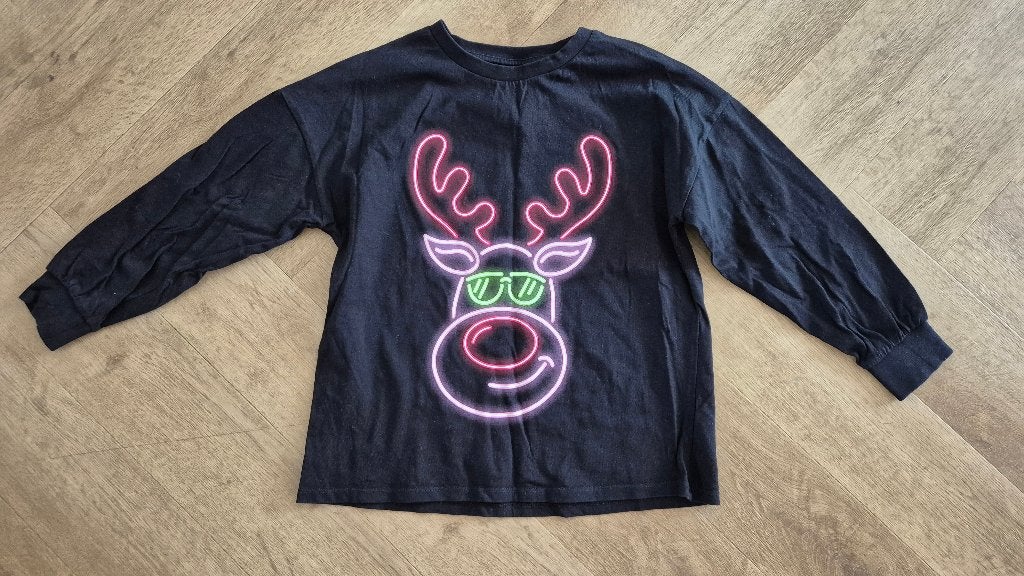 Zwarte kerstlongsleeve 134/140 van Next, Gebruikt, Jongen of Meisje, Ophalen of Verzenden, Shirt of Longsleeve