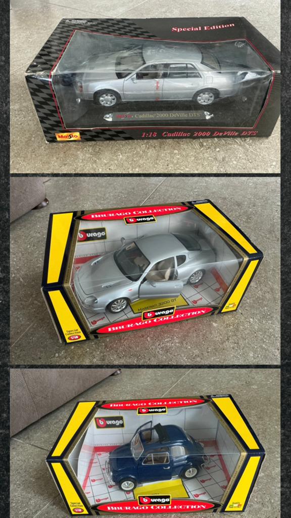 3 Modelauto’s - Fiat 500L + Maserati 3200GT + Cadillac 2000, Hobby en Vrije tijd, Modelauto's | 1:18, Ophalen of Verzenden, Nieuw