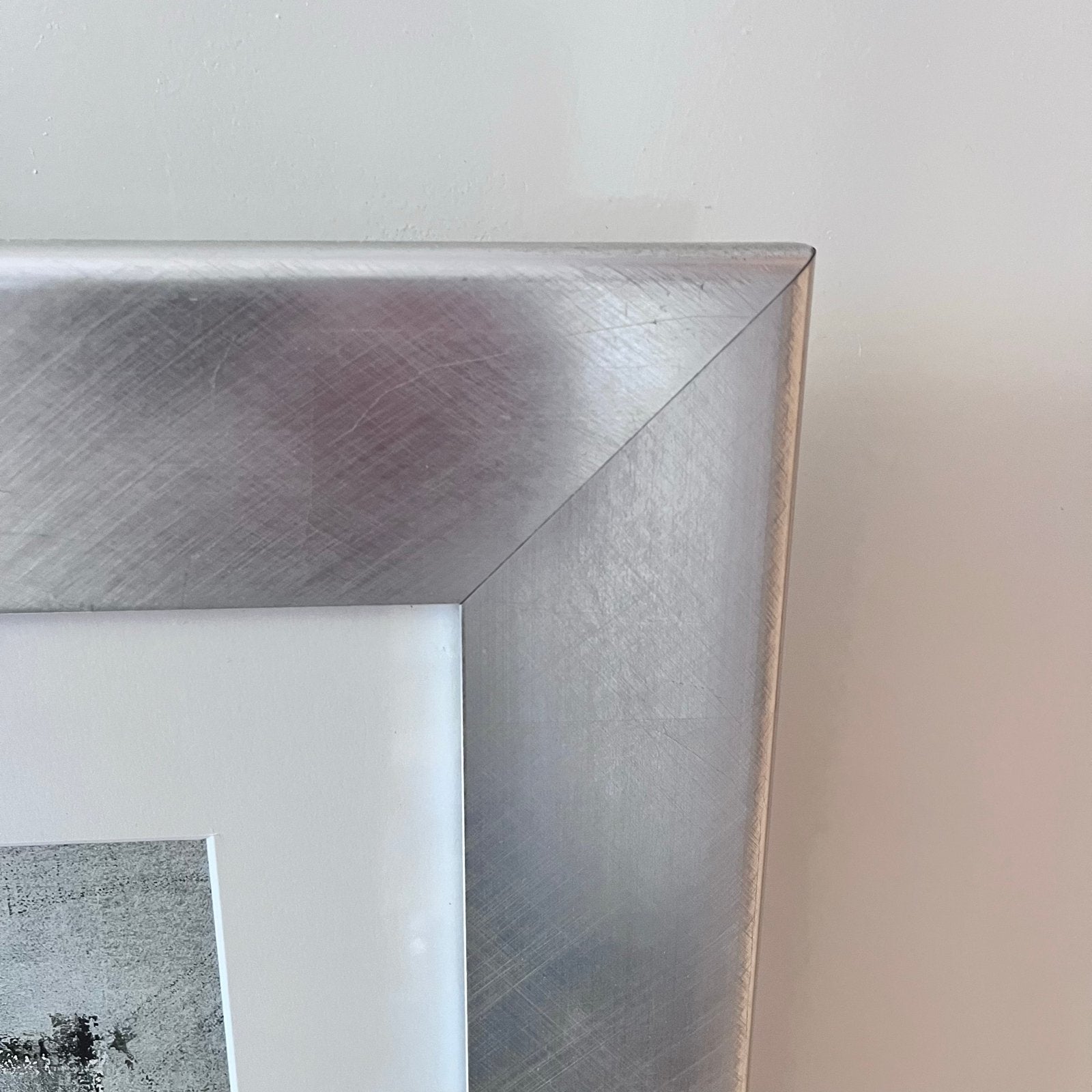 Abstract kunst in chroom lijst met glas, Antiek en Kunst, Kunst | Schilderijen | Abstract, Ophalen