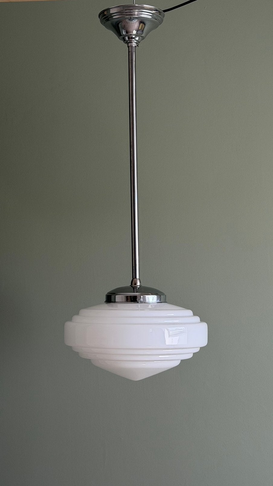 Vintage art deco hanglamp pendellamp Gispen Giso., Huis en Inrichting, Lampen | Hanglampen, Gebruikt, Glas, Art deco, Gispen, E27 (groot)