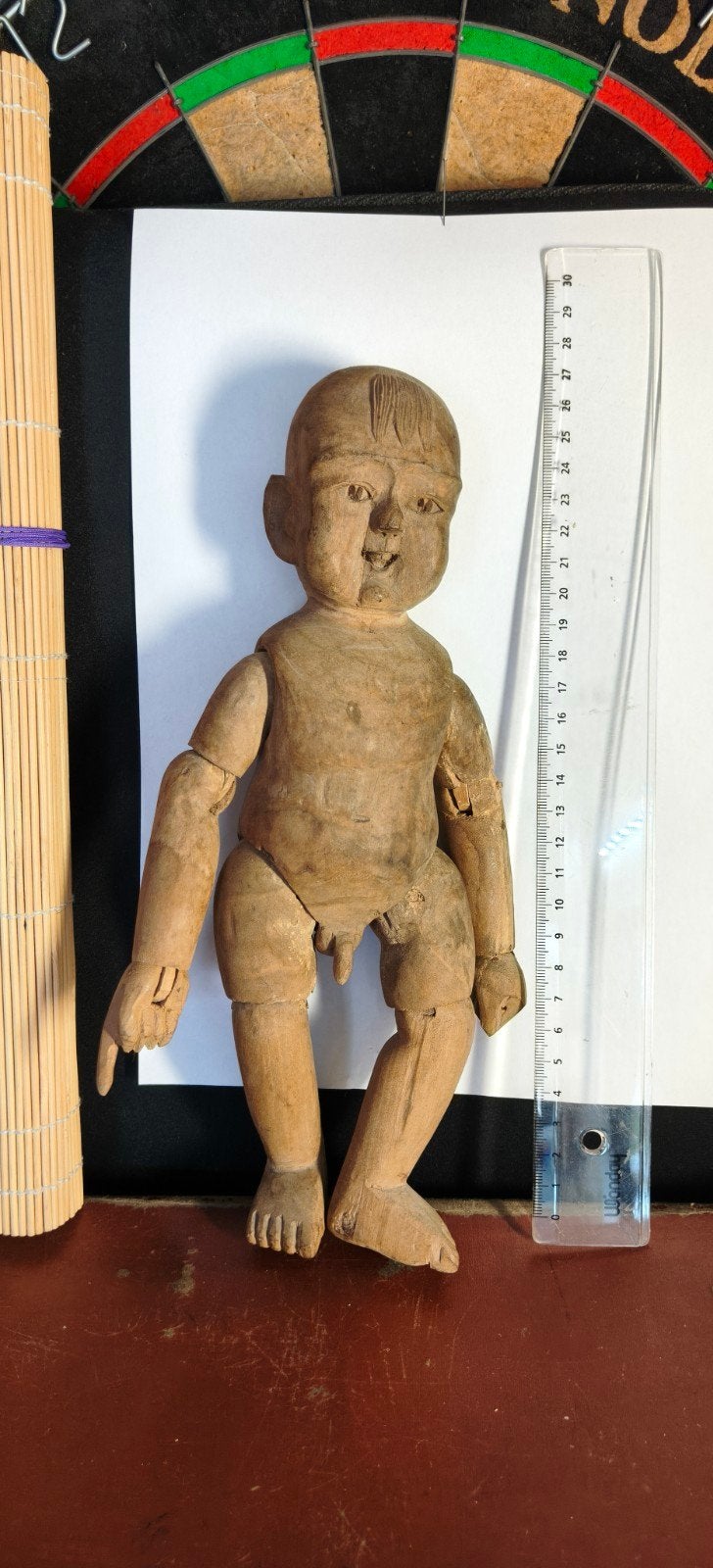 Antieke Aziatische houten pop, 19e eeuw, jongetje, Ophalen of Verzenden