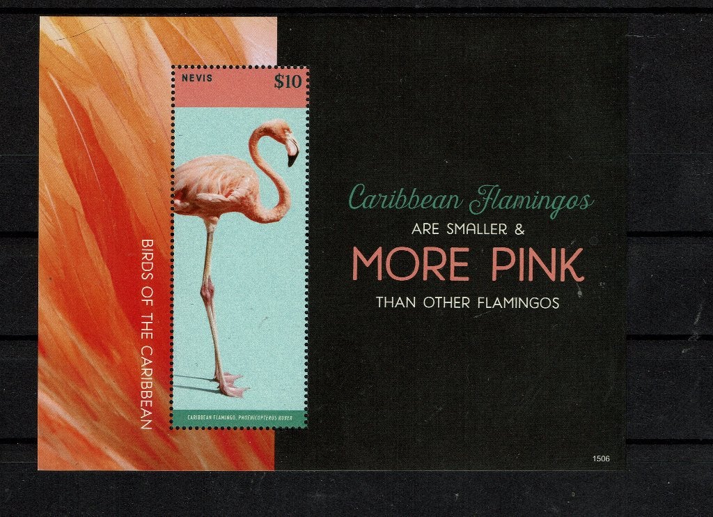 NEVIS 2015 PF BLOK FLAMINGO VOGELS BIRDS 2, Postzegels en Munten, Ophalen of Verzenden, Postfris, Dier of Natuur