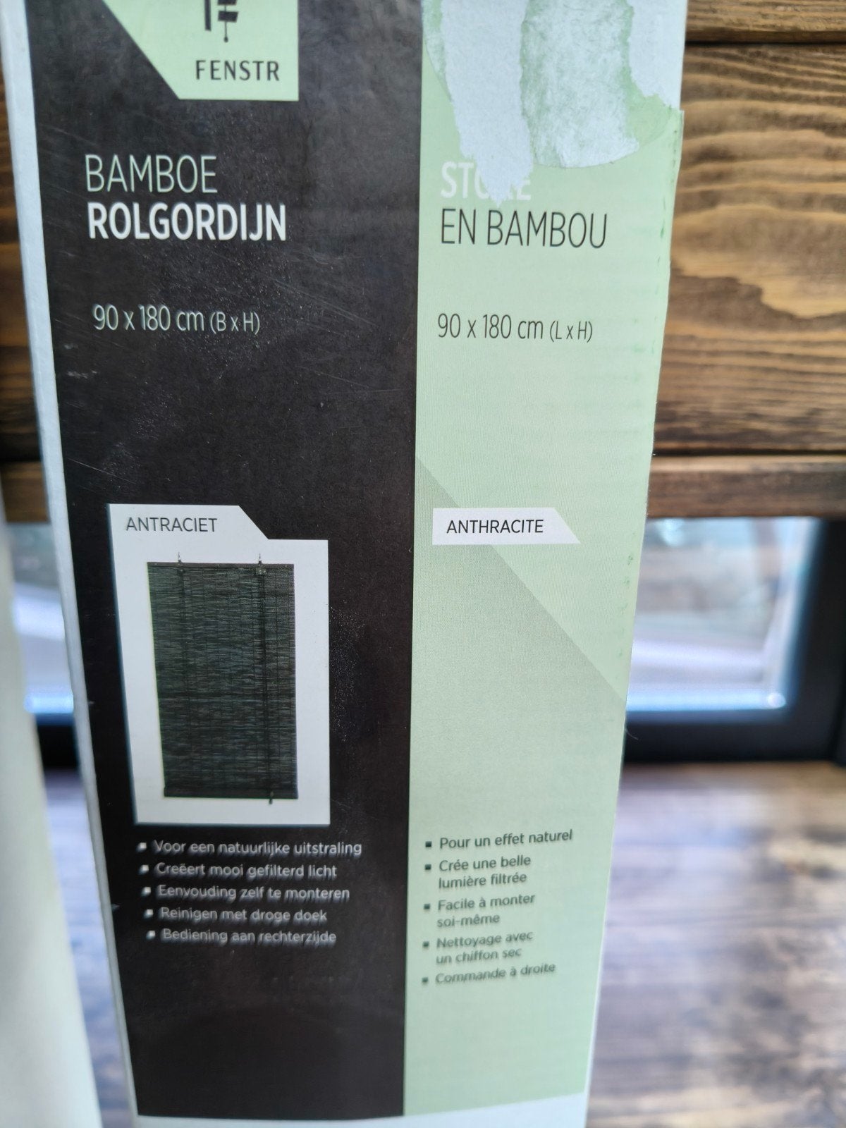 2 keer antraciet bamboo rolgordijn 90x180cm, Huis en Inrichting, Rolgordijn, Ophalen of Verzenden, Nieuw, Rolgordijn
