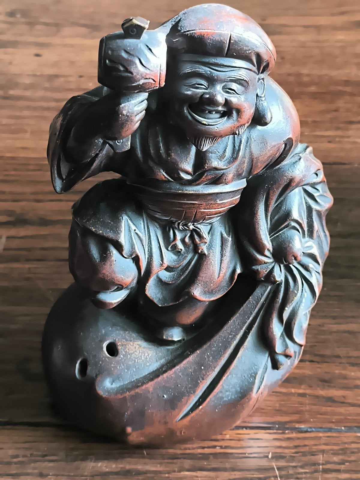 Antieke Japanse sculptuur, gesigneerd, 26 cm, gaaf, Ophalen of Verzenden