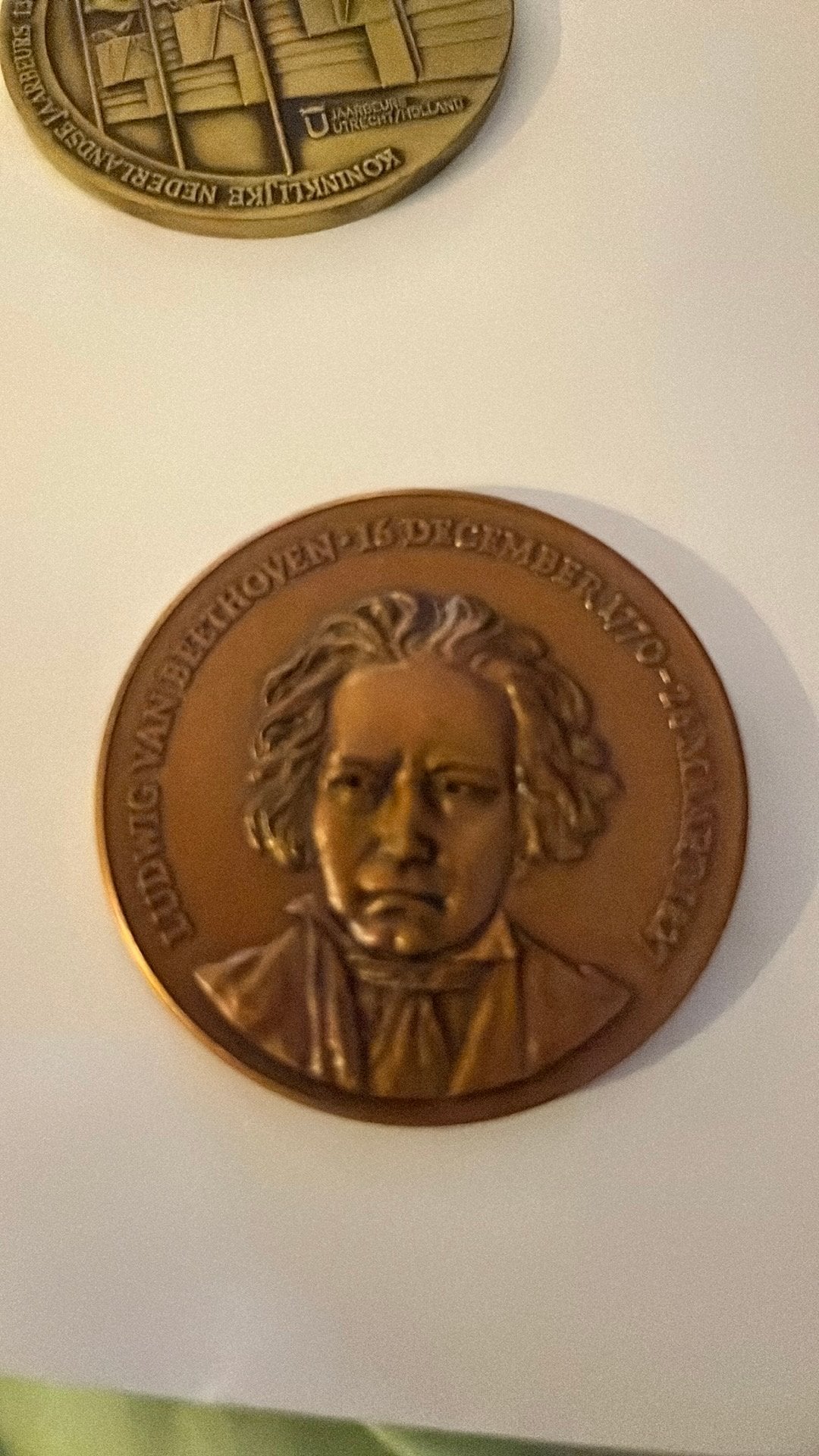 Grote penning Beethoven, Ophalen of Verzenden, Brons, Nederland