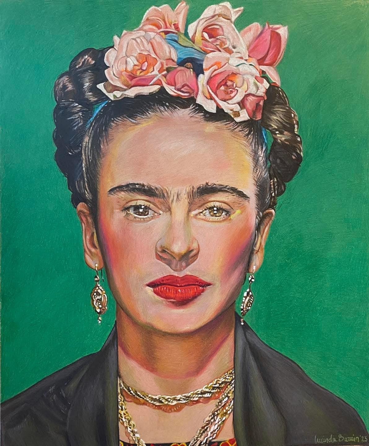 Frida Kahlo Portret - Zelf Getekend Kunstwerk 60x50 cm, Antiek en Kunst, Ophalen of Verzenden