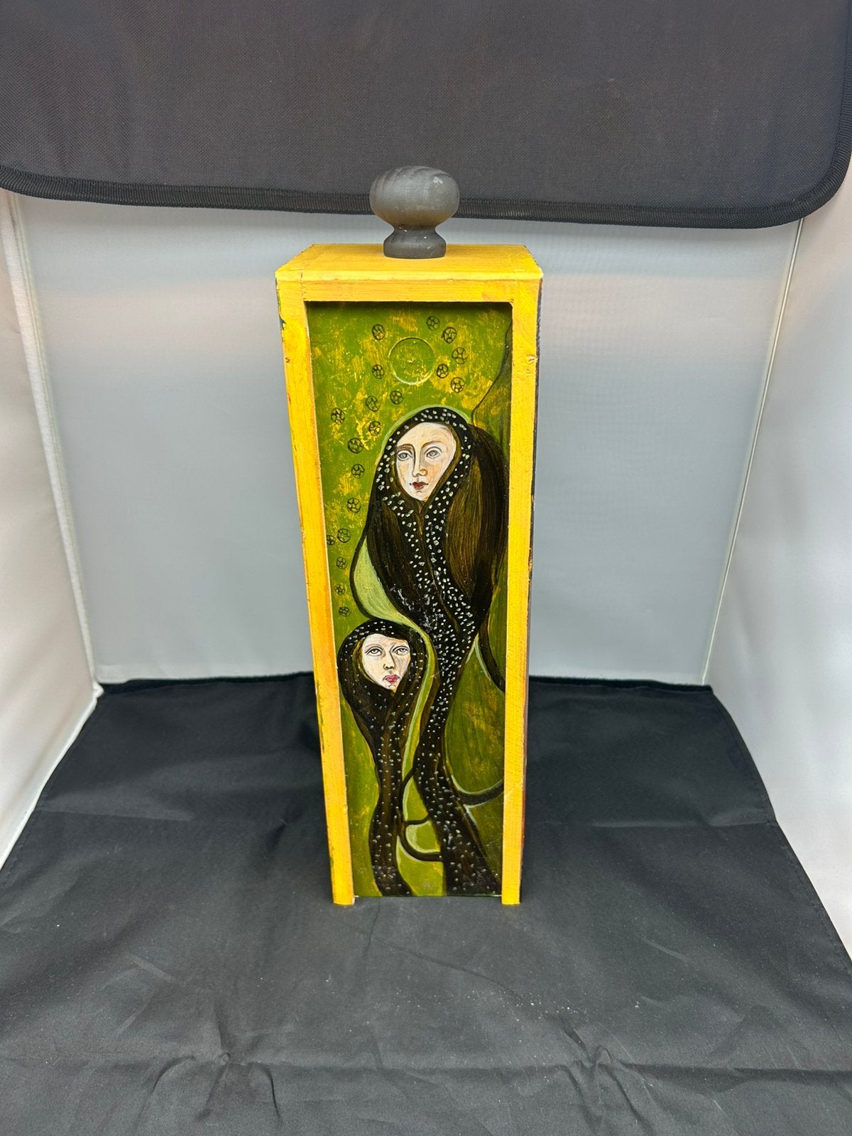 Handbeschilderde houten wijnkist / doos - Gustav Klimt, Ophalen, Object, Hout, Handgemaakt