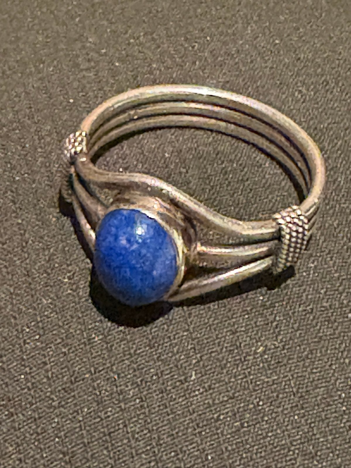 Vintage 925 Zilveren Ring met Lapis Lazuli - Boho/Etnisch, Gebruikt, Blauw, Ophalen of Verzenden, Met edelsteen